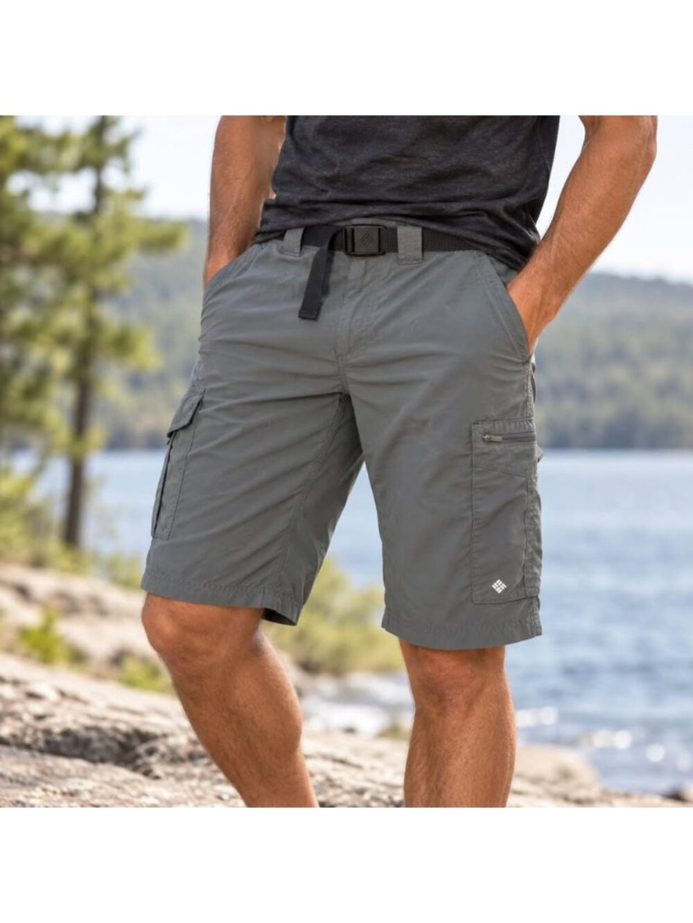 Columbia Titanium Men’s Cargo Shorts 30W Grey Nylon Hiking Outdoor